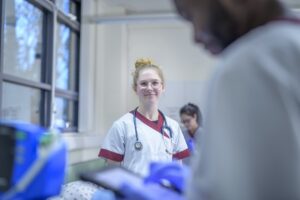 Portrait of smiling nurse on hospital ward